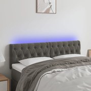 Cabeceira de cama c/luzes LED veludo 160x7x78/88cm cinza-escuro