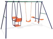 vidaXL Conjunto de baloiços com 5 lugares laranja