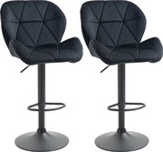 HOMCOM Conjunto de 2 Banquetas de bar cadeiras de bar giratórias com encosto banqueta bistrô com altura ajustável banqueta de balcão Toque a veludo sem braços Espuma Preto 51,5x 57,5 x 93-114,5 cm | Aosom Portugal