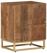 vidaXL Mesa de cabeceira 40x30x50 cm madeira de mangueira maciça/ferro
