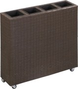 vidaXL Floreira com 4 vasos 80x22x79 cm vime PE castanho