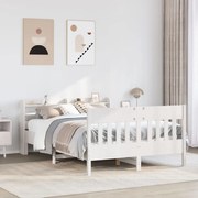 vidaXL Cama sem colchão 150x200 cm madeira de pinho maciça branco