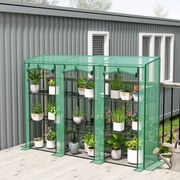 Estufa Pequena com Prateleiras de 3 Níveis 215x46x151 cm Portas com Fecho de Correr Estufa para Cultivar Verde