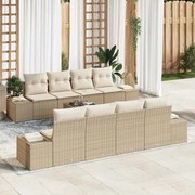 vidaXL Conjunto de Sofá de Jardim 8 pcs Bege e Creme vime PE