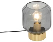 Candeeiro de mesa moderno dourado/latão com vidro fumê - Stiklo