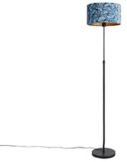 Candeeiro de pé preto com abajur de veludo borboletas 35cm - Parte Clássico / Antigo
