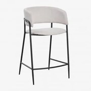 Banqueta Alta Estofada Nalon ↑65 Cm & Negro & Tecido Branco Quebrado - Sklum