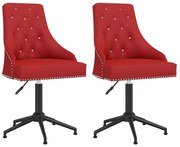 Cadeiras de jantar giratórias 2 pcs veludo vermelho tinto