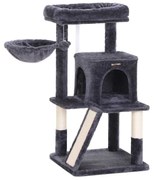 FEANDREA Cat Tree, Cat Tower, poleiro alargado para gatos grandes, cinza esfumaçado PCT51G