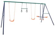 Conjunto de baloiços com argolas de ginástica e 4 assentos aço