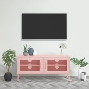 vidaXL Móvel de TV aço 105x35x50 cm rosa
