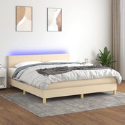 vidaXL Cama box spring c/ colchão e LED 180x200 cm tecido cor creme