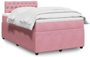 vidaXL Cama boxspring com colchão 120x190 cm veludo rosa