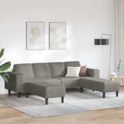 vidaXL Sofá Cinzento-claro 250 x 188 x 76 cm Tecido de Veludo Cotele
