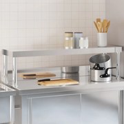 vidaXL Prateleira para mesa de trabalho 110x30x35 cm aço inoxidável