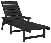 Cadeira de Sol Preta 53x162x98.5 cm HDPE