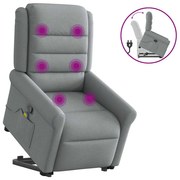 vidaXL Poltrona reclinável massagens tecido cinzento-claro