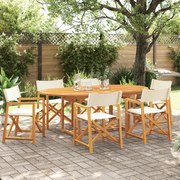 vidaXL 6 pcs cadeiras de jardim dobráveis tecido branco nata