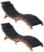 vidaXL Espreguiçadeiras com almofadões 2pcs acácia maciça cinza-escuro