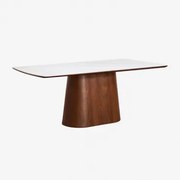 Mesa De Jantar Retangular De Madeira (200x100 Cm) Aura Cerâmica & Folheado De Nogueira - Sklum