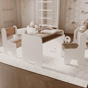Conjunto de mesa infantil e duas cadeiras infantis - branco/carvalho