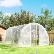 Estufa de Túnel 395x295x195 cm Estufa de Jardim com 2 Portas Estufa para Horticultura com Teto Arredondado Transparente