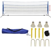 Conjunto rede de badminton com volantes 500 x 155 cm