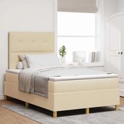 vidaXL Cama Box Spring com Colchão Creme 120x200 cm Tecido