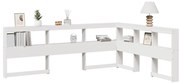 vidaXL Estante cabeceira forma de L 135 cm madeira pinho maciça branco