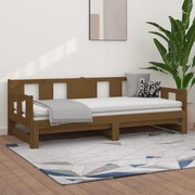 Estrutura sofá-cama de puxar pinho maciço castanho 2x(90x190)cm