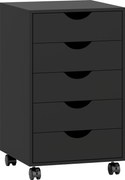 HOMCOM Bloco de Gavetas com Rodas Bloco de Gavetas para Escritório com 5 Gavetas 40x40x67 cm Preto | Aosom Portugal