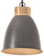 vidaXL Candeeiro teto industrial 23cm E27 ferro cinza e madeira maciça