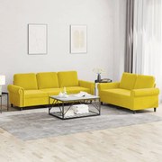 vidaXL 2 pcs conjunto de sofás com almofadões veludo amarelo