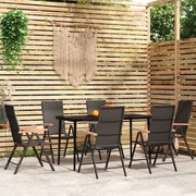 7 pcs conjunto de jantar para jardim preto