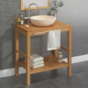 vidaXL Armário casa de banho teca maciça + lavatório mármore cor creme