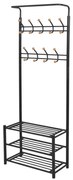 vidaXL Suporte para roupas com sapateira 68x32x182,5 cm preto