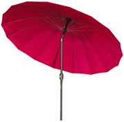Outsunny Chapéu de Sol de Jardim Ø2,5x2,4 m com Manivela Manual Mastro Flexível Impermeável e 18 Varas para Exterior Vinho