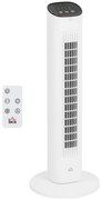 HOMCOM Ventoinha de Coluna 50W com Controlo Remoto com 3 Velocidades Temporizador 15h Oscilação 85° Ecrã LED 30x30x78 cm Branco