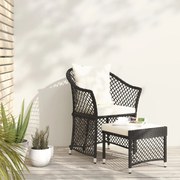 2 pcs conjunto lounge de jardim c/ almofadões vime PE preto