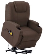 vidaXL Poltrona de massagens elevatória couro artificial castanho