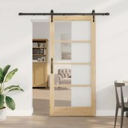 vidaXL Porta Deslizante com Conjunto de Ferragens 93x202 cm Madeira de Pinho Sólido