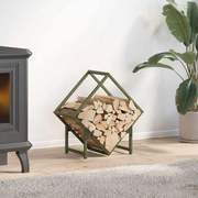 vidaXL Suporte para lenha aço laminado a frio verde azeitona