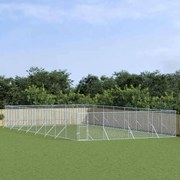 vidaXL Canil de exterior 8x16x2 m aço galvanizado prateado