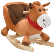 vidaXL Animal de baloiçar cavalo em pelúcia 60x32x50 cm castanho