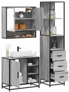 3 pcs Conjunto móveis casa de banho madeira proc. cinza sonoma