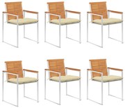 vidaXL Cadeiras de jardim 6 pcs c/ almofadões madeira de acácia maciça