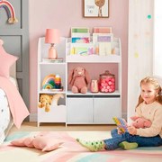 Estante para crianças com 2 caixas para brinquedos e livros 30 x 93 x 100 cm branco