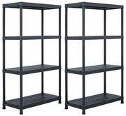 vidaXL Estantes de arrumação 2 pcs preto 60x30x138 cm plástico