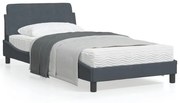 vidaXL Estrutura de cama sem colchão 100x200 cm veludo cinzento-escuro