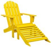 Cadeira Adirondack para jardim com otomano abeto maciço amarelo